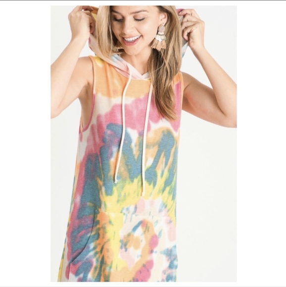 First Love Dresses Nwt Tie Dye Sleeveless Hoodie Dress Poshmark